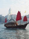 Traditional Junk Boat in Hong Kong Harbor