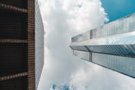 Contemporary Hong Kong Skyscrapers Against a Blue Sky