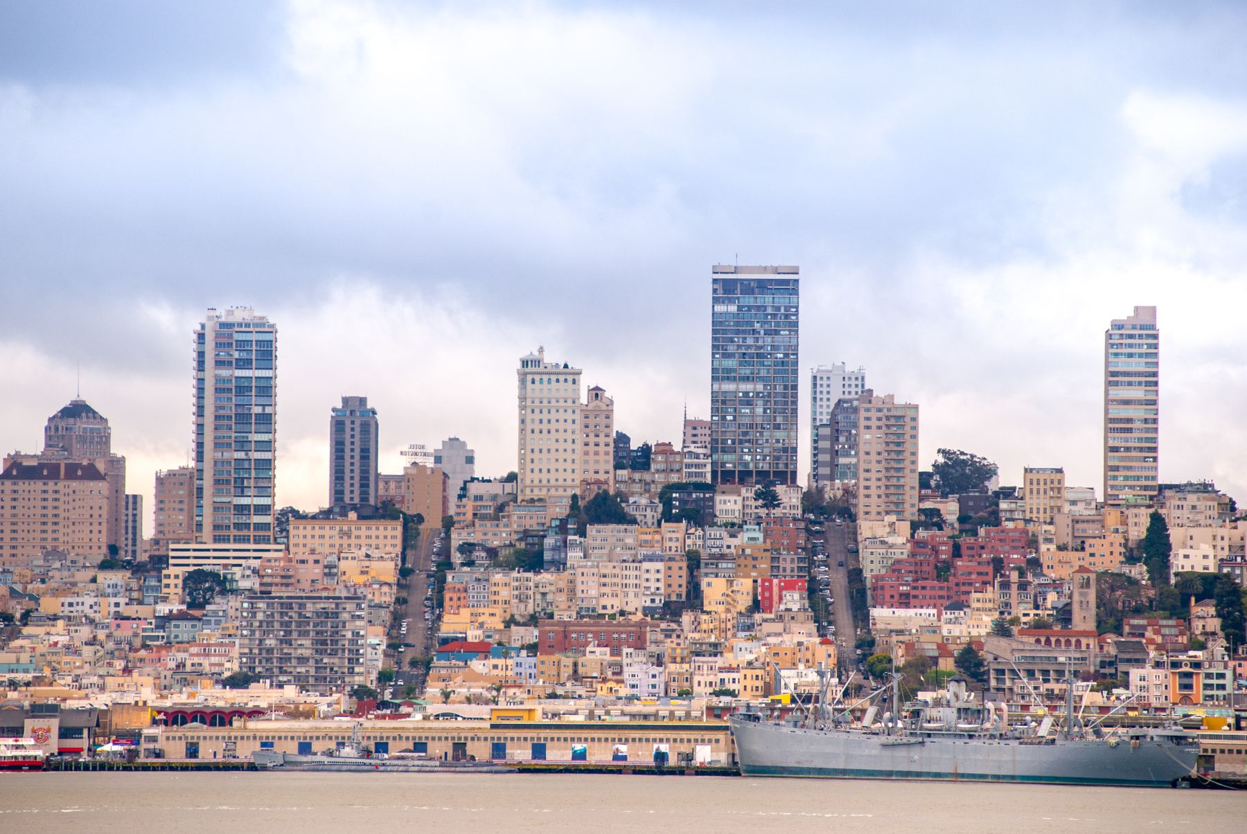 San Francisco skyline beneath an overcast sky
