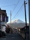Mount Fuji Viewed from Japanese Street at Dusk