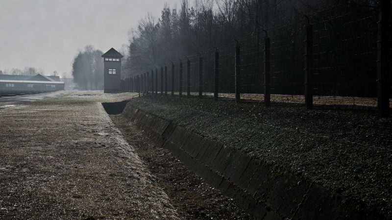 Watchtower and perimeter fence, Dachau Concentration Camp Memorial Site