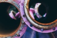 Close-up of Rusty Industrial Pipes in Focus
