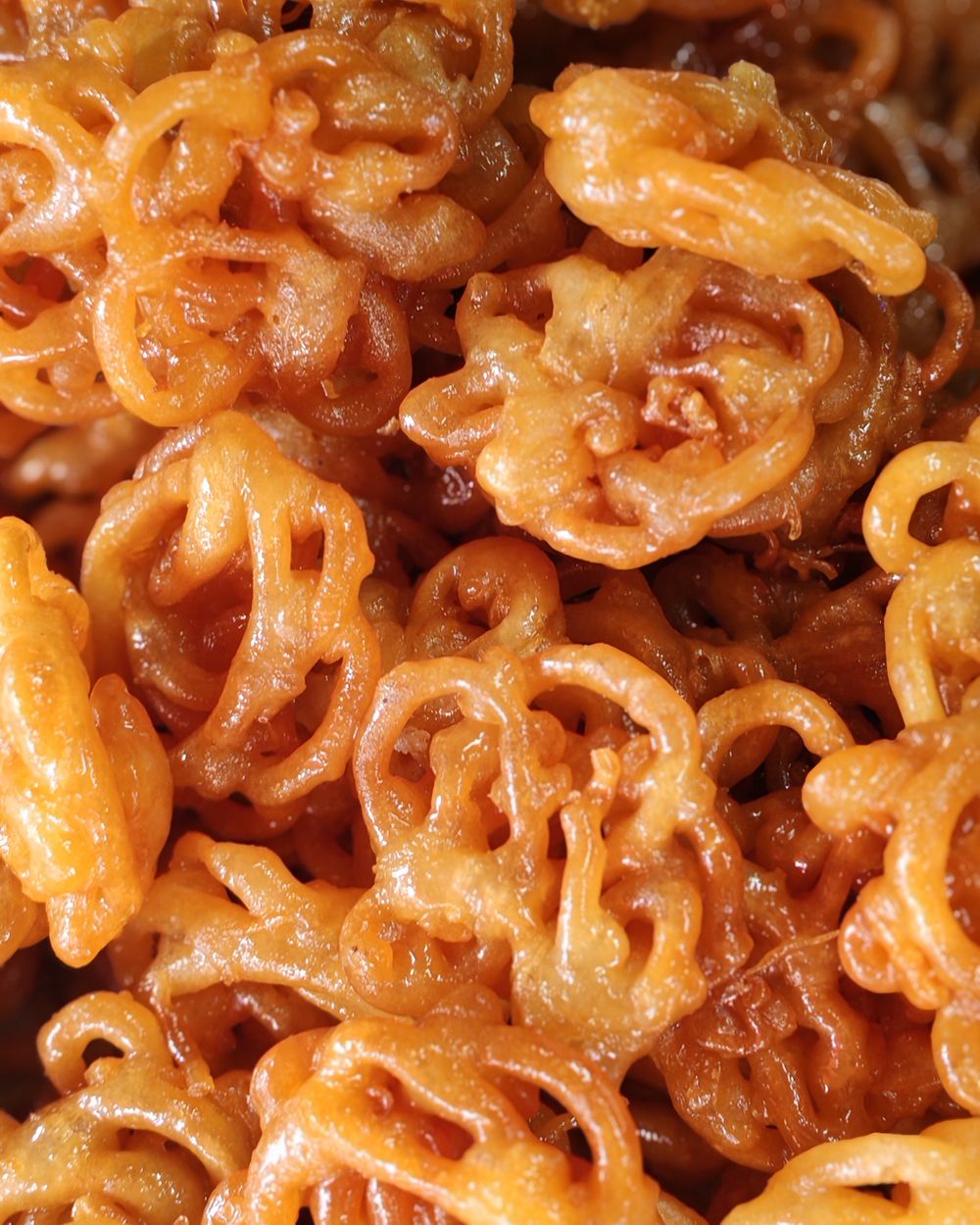 Golden crispy jalebi, a traditional Indian sweet