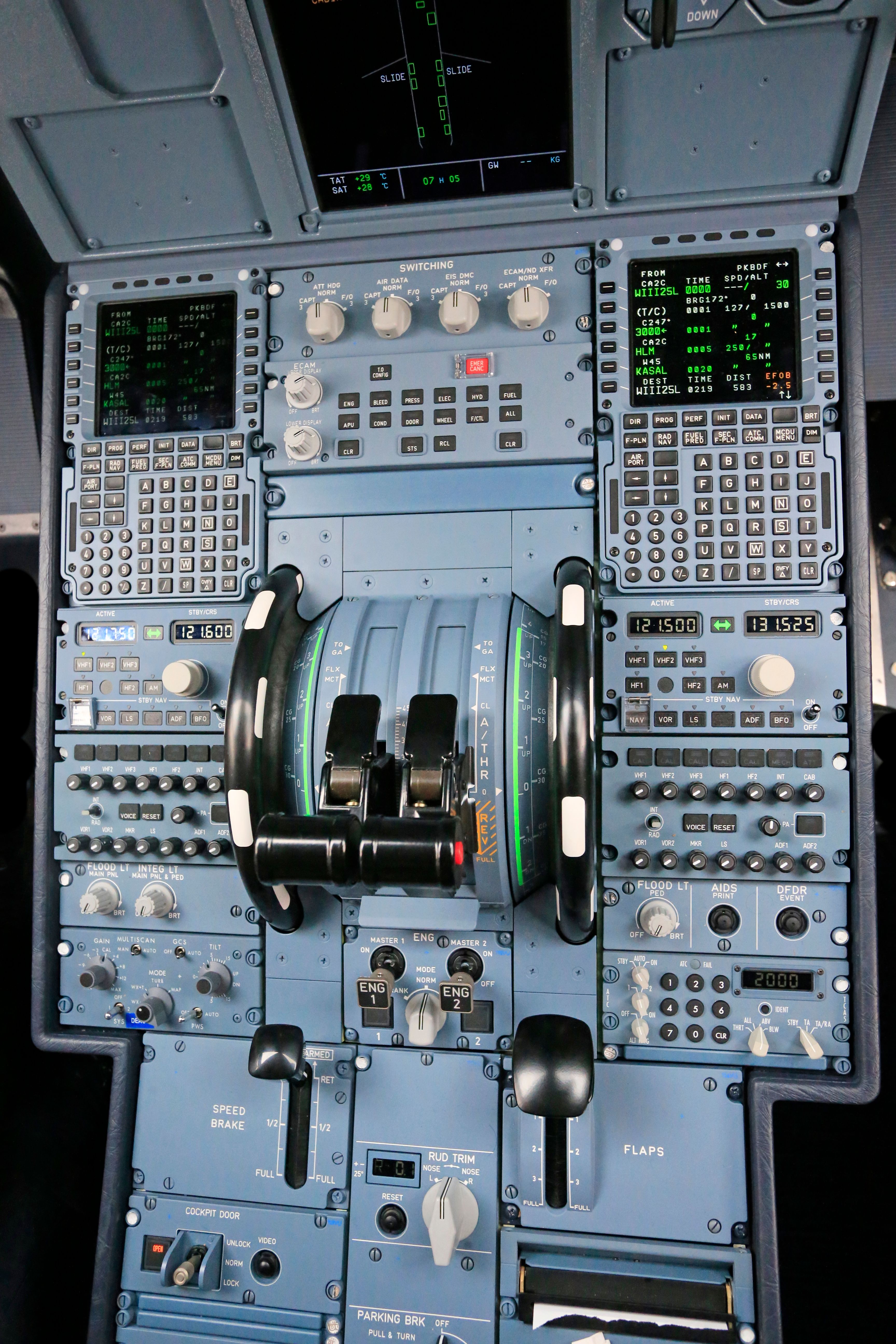 Close-up of an Aircraft Cockpit with Control Panels · Free Stock Photo