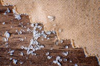 Close-up of salt crystals on textured surface