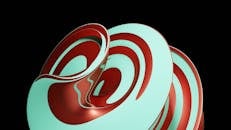 Abstract 3D Shape with Red and Aqua Swirls
