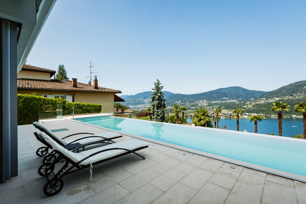 Stone patio and outdoor living area