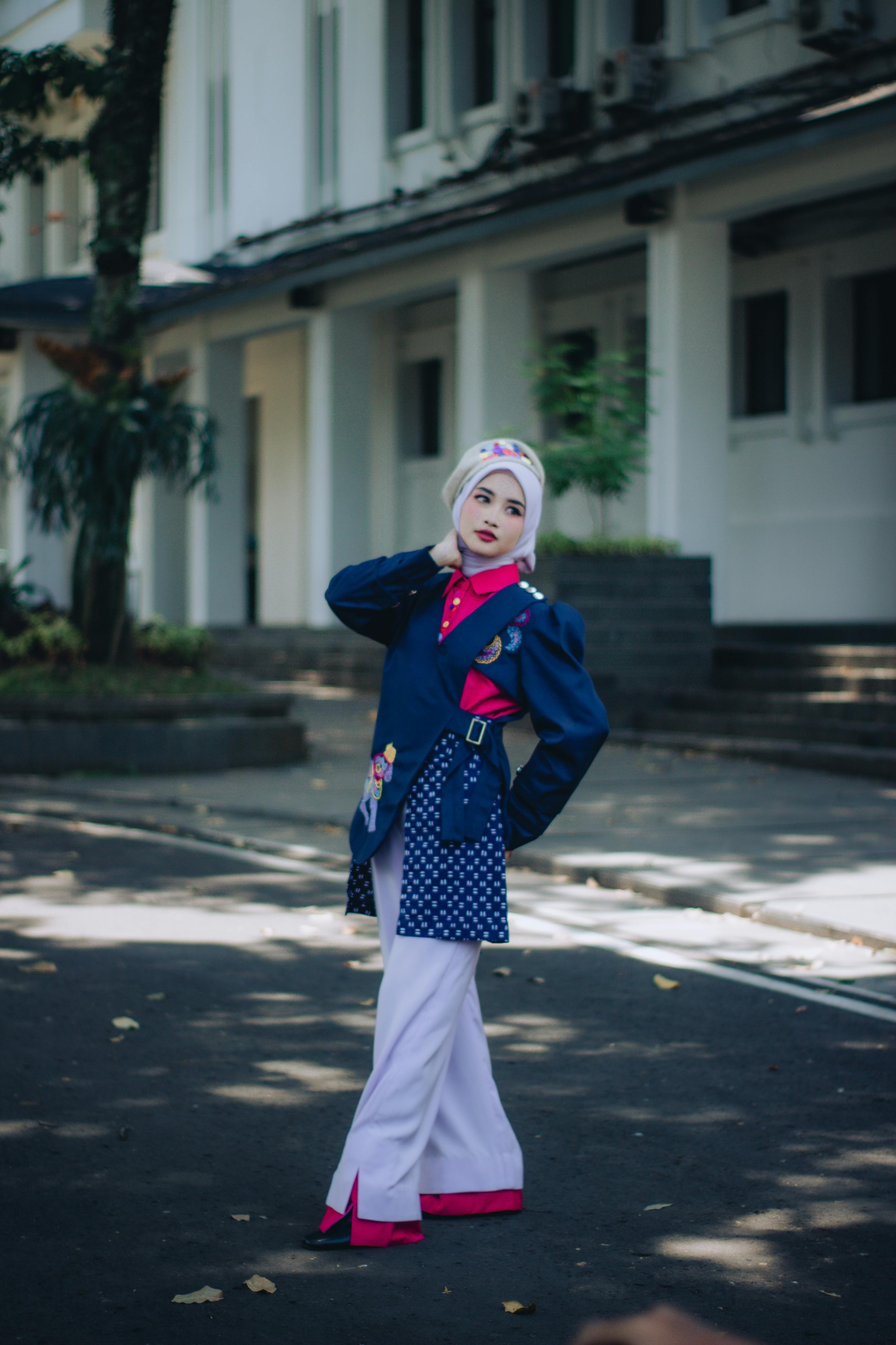 Elegant cosplay fashion captured outdoors in Jawa Barat, Indonesia.
