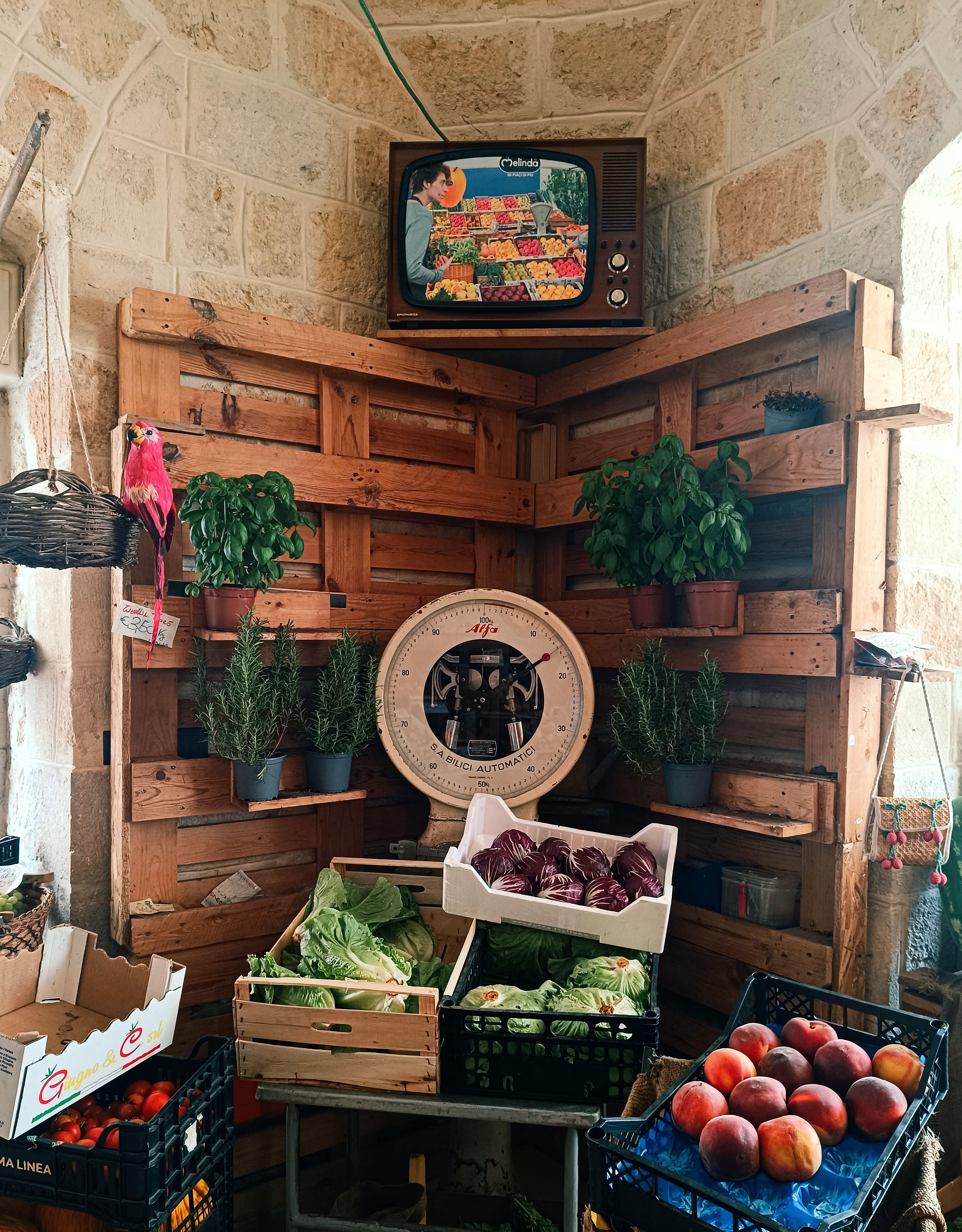 Rustic Indoor Market Stall with Fresh Produce · Free Stock Photo