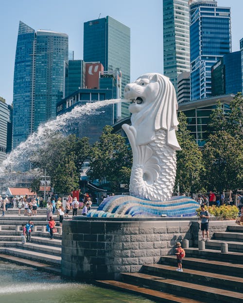 Free stock photo of central business district, crowded, merlion