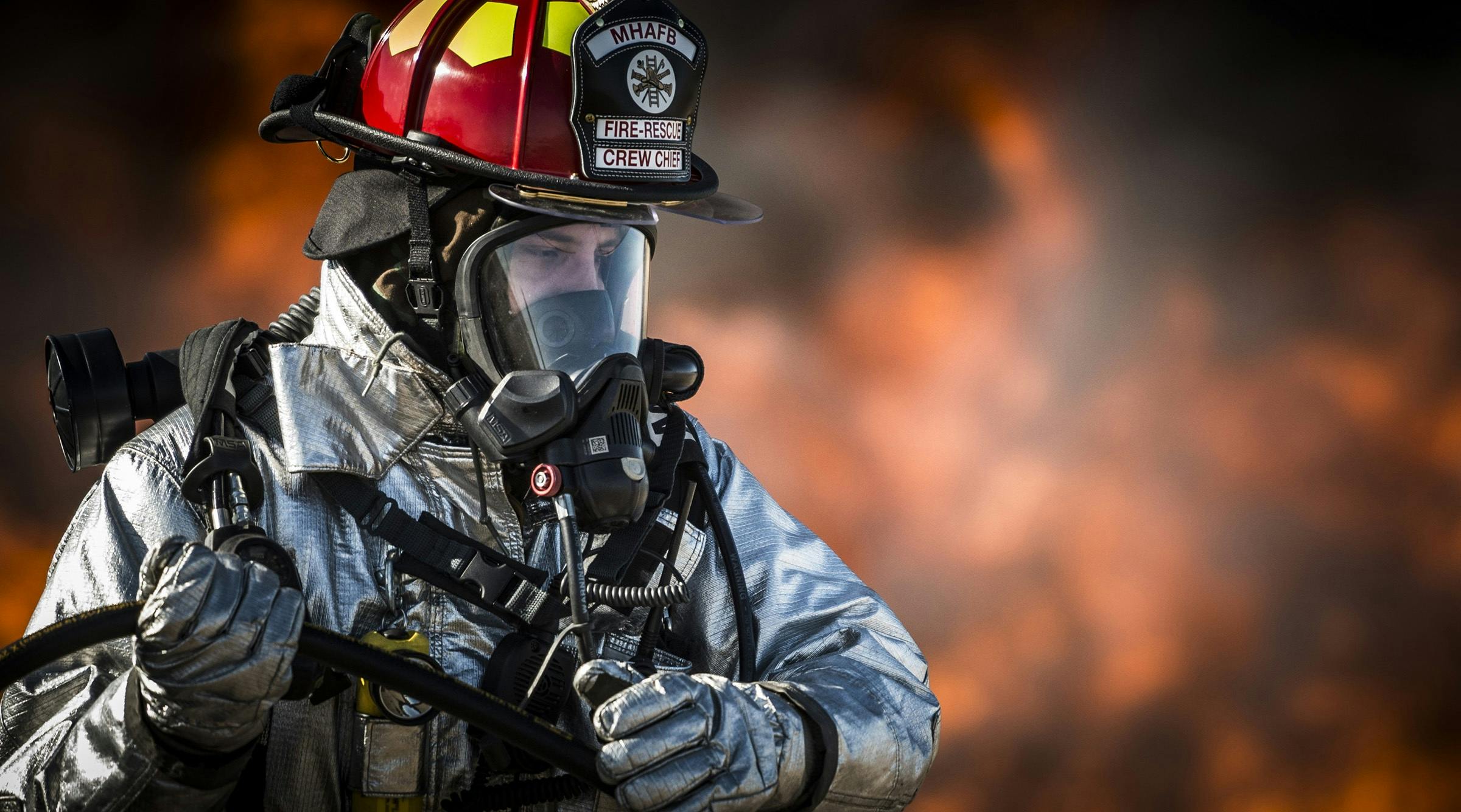 Premium Photo  Firefighter works on fire fireman walks inside burning  building illustration generative ai