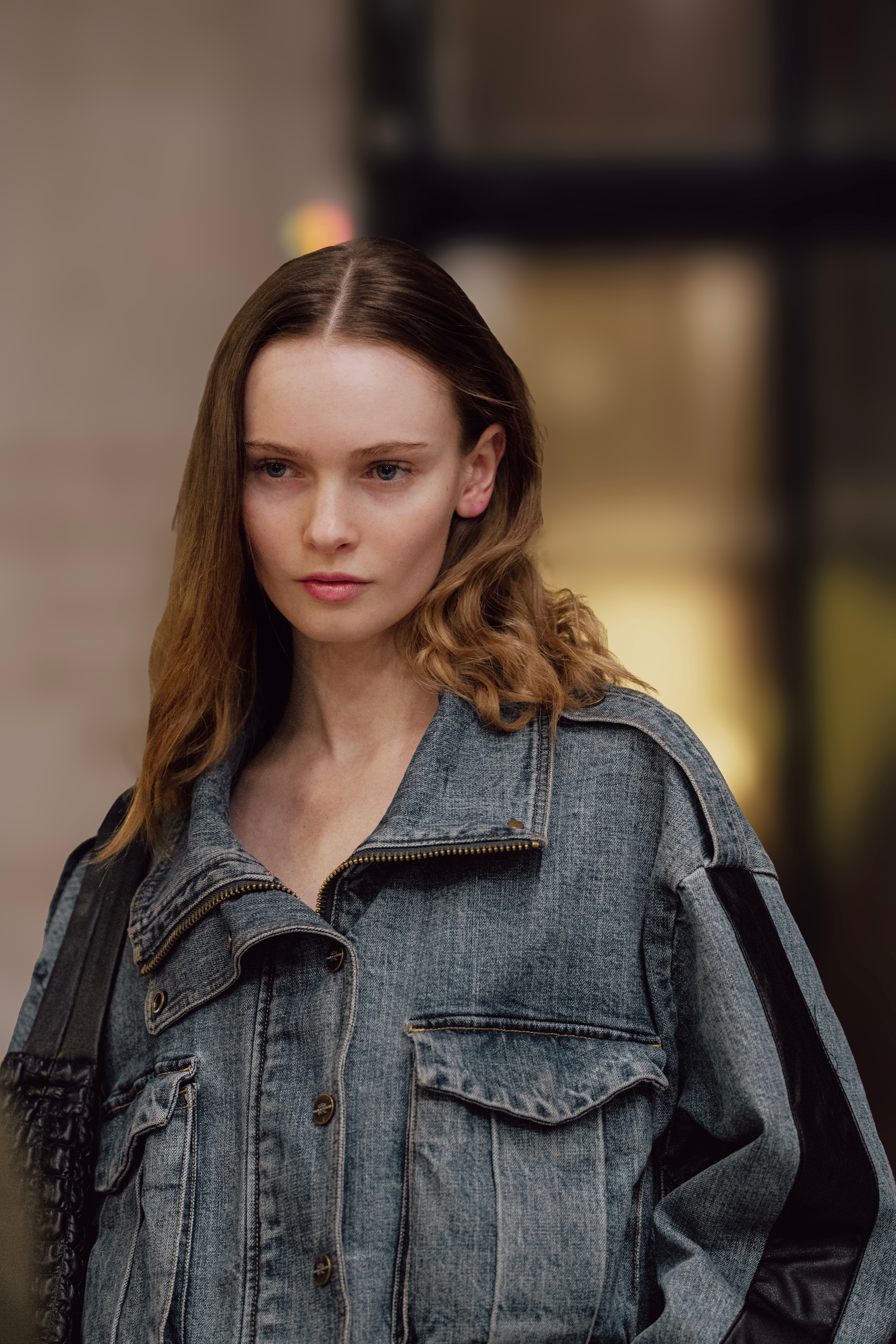 Fashion Portrait of Woman in Denim Jacket · Free Stock Photo
