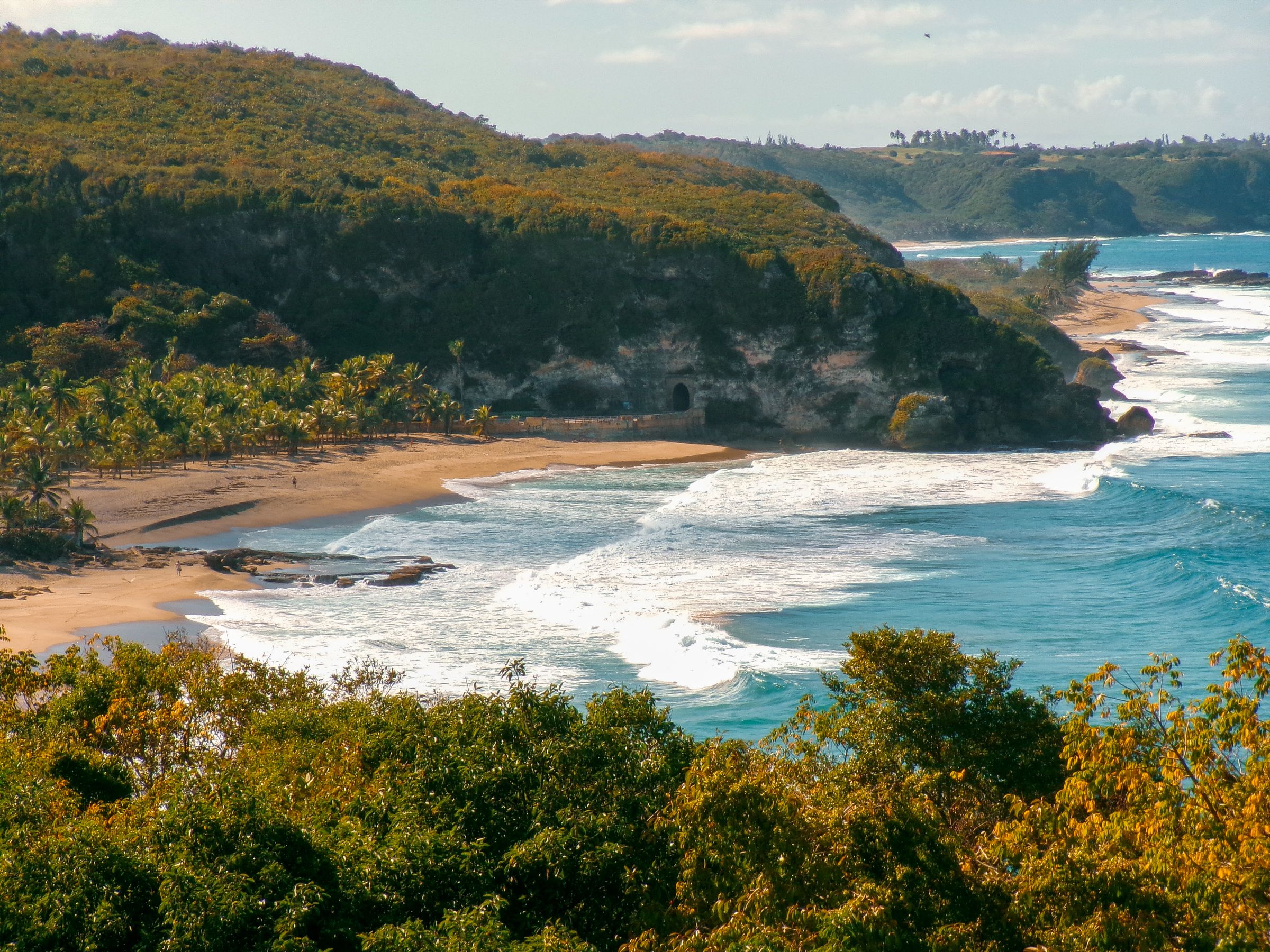 Waves along the rocky coastline near Quebradillas, on Puerto Rico's Atlantic coast