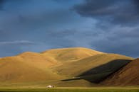 Serene Mountain Landscape Under Dramatic Sky