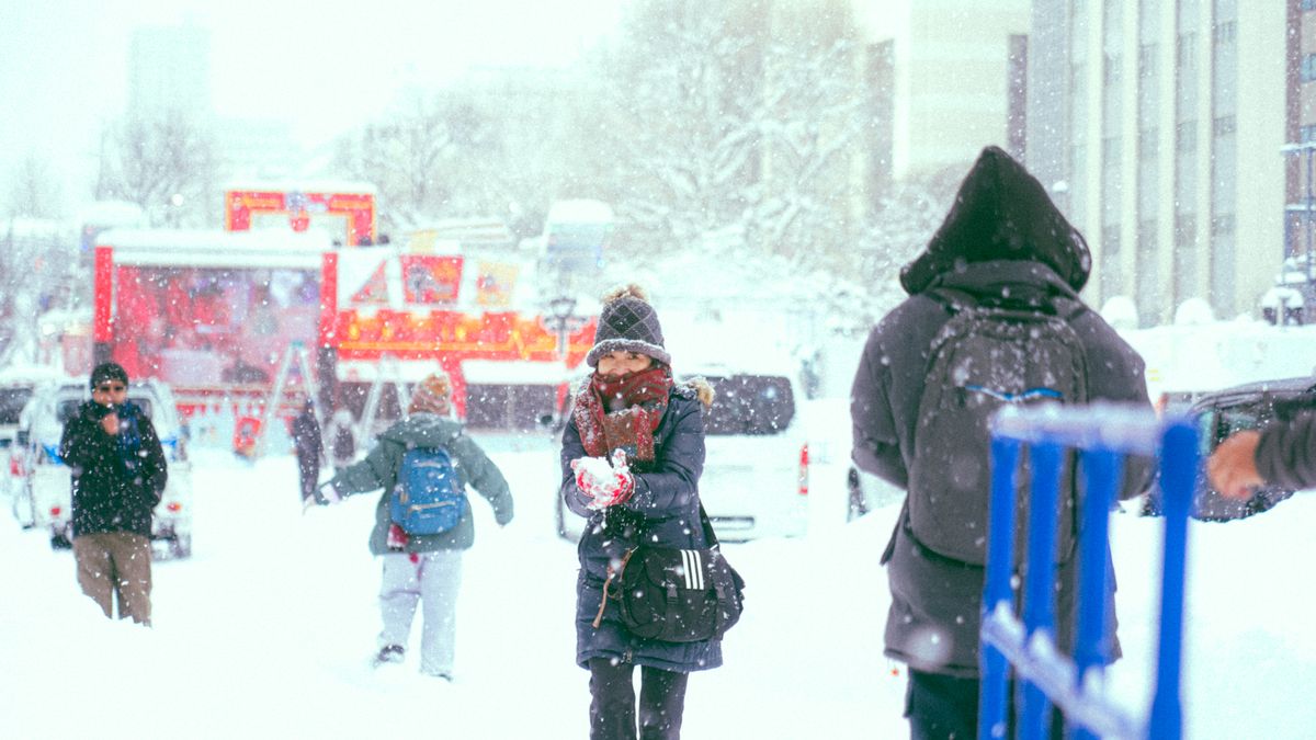 삿포로 눈축제 — A vibrant winter street scene in Japan featuring people enjoying a snowy day.