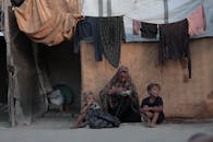 Family in Gaza Refugee Camp Tent