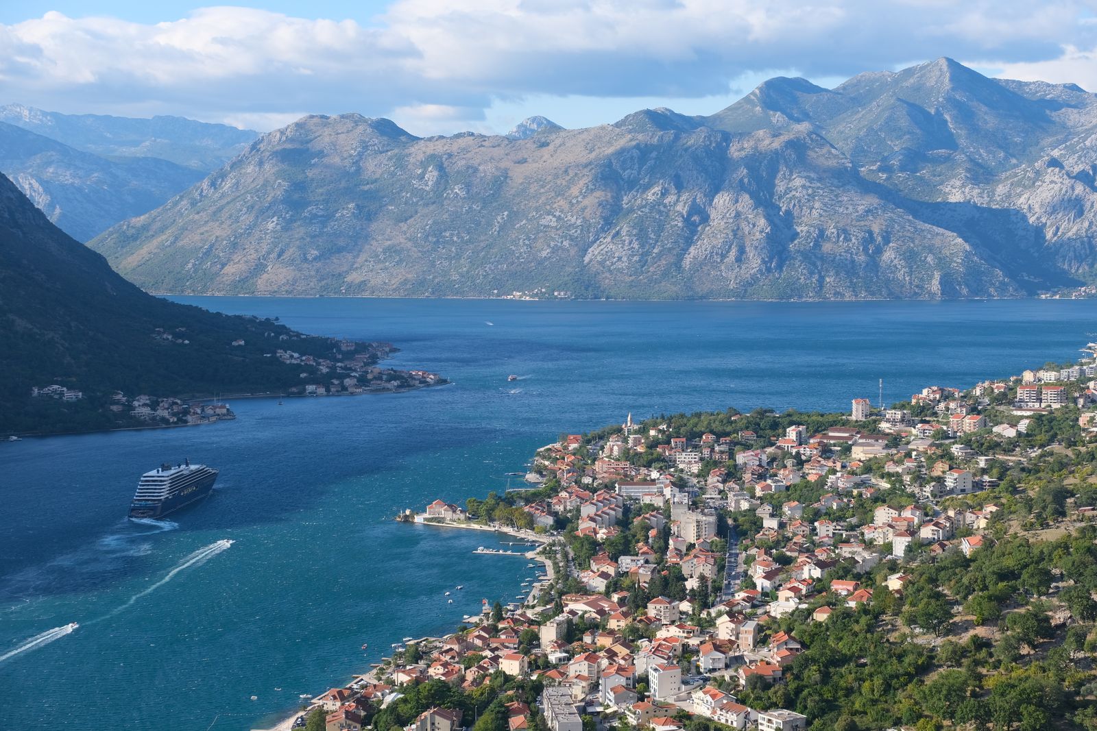 Aerial view of Kotor Bay and Old Town, Montenegro