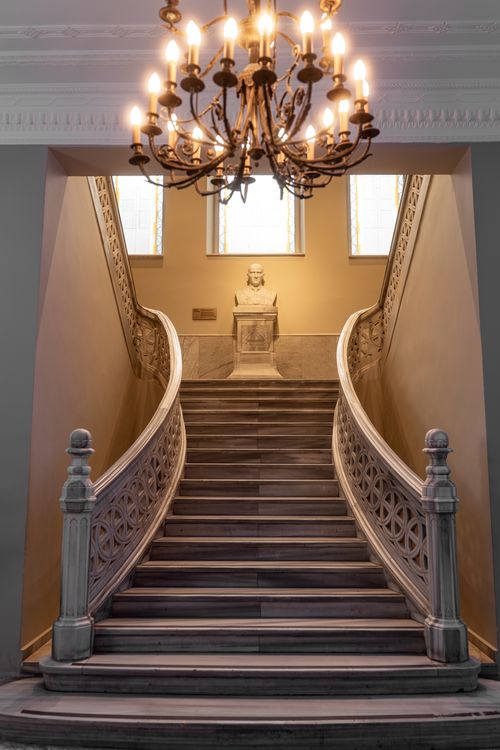 Elegant Interior Staircase with Chandelier · Free Stock Photo