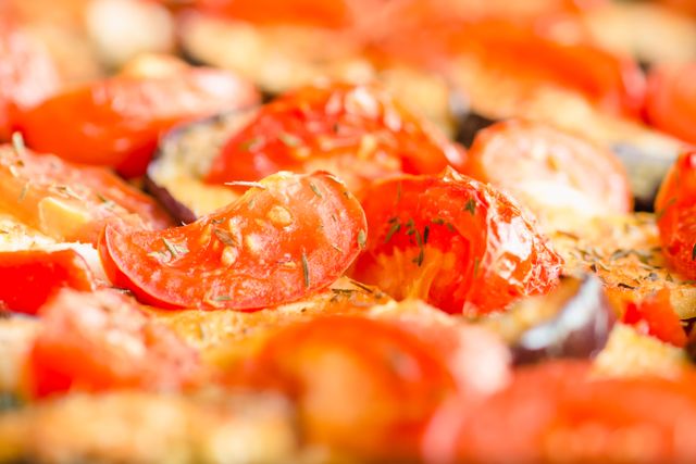 Oven-roasted tomatoes and aubergine — photo by Edita Brus on Pexels