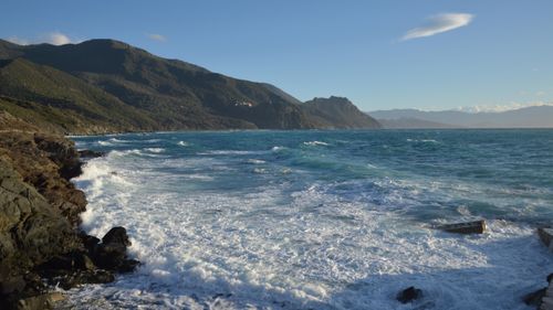 Free Stunning view of the rocky coastal landscape in Ogliastro, Corse, France. Stock Photo