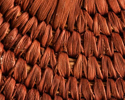 Detailed macro shot of a woven texture showcasing intricate patterns and earthy tones.