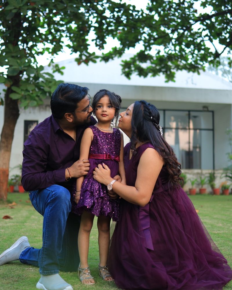 Happy family golden hour