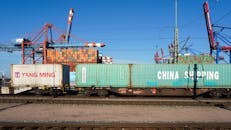 Freight Containers at Hamburg Port Terminal