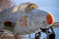 Close-up of vintage military aircraft on display