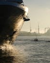 Majestic cargo ship at Hamburg harbor sunrise