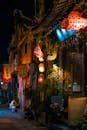 Charming Night Street in Asian Lantern District