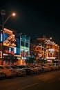 Colorful Asian Street at Night with Neon Signs