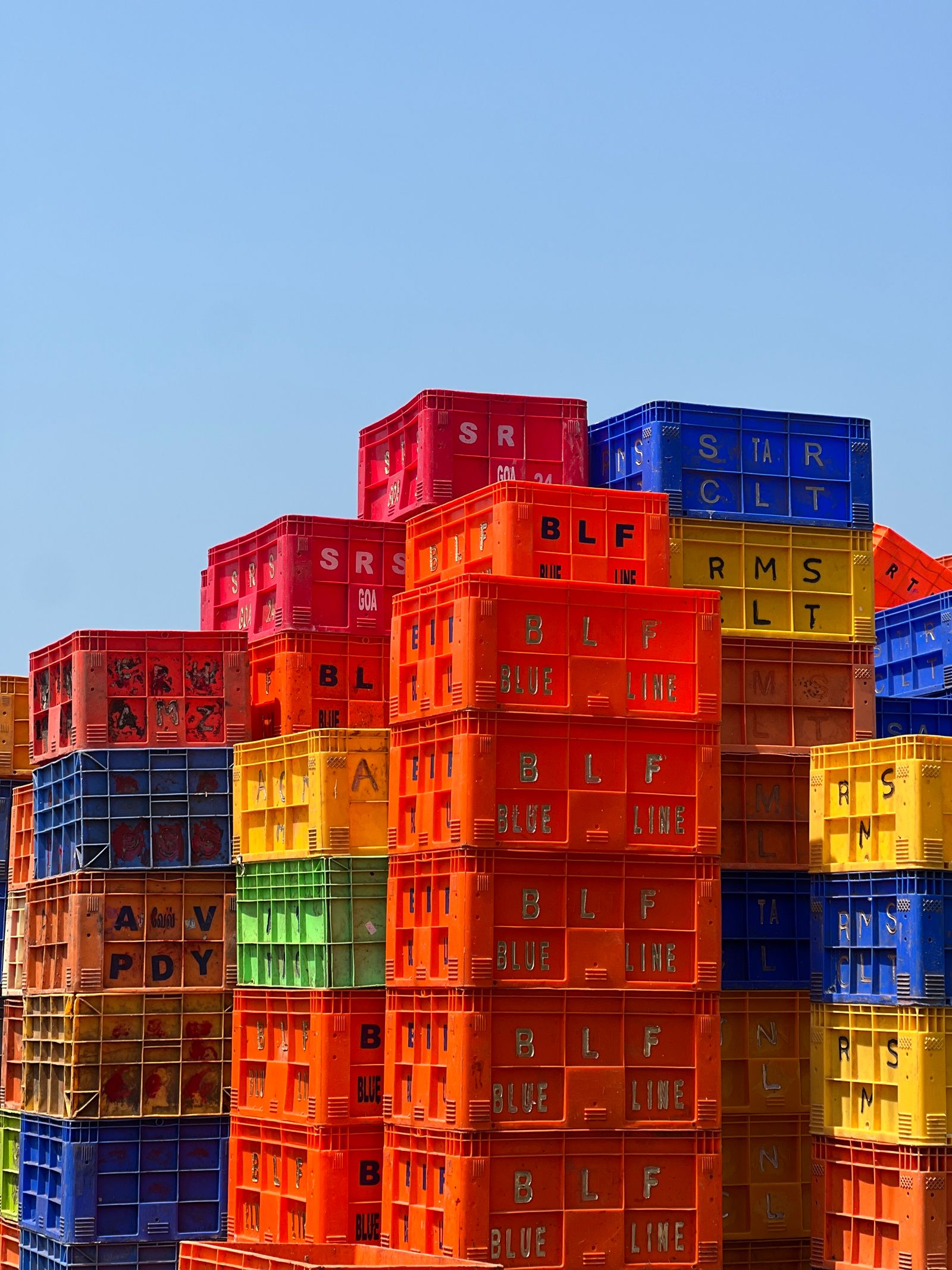 Colorful Stacked Crates Pattern Background · Free Stock Photo