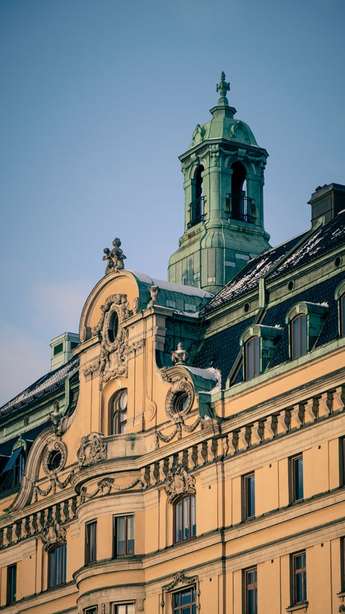 Free Captivating view of vintage architectural details in Stockholm, Sweden during sunset. Stock Photo