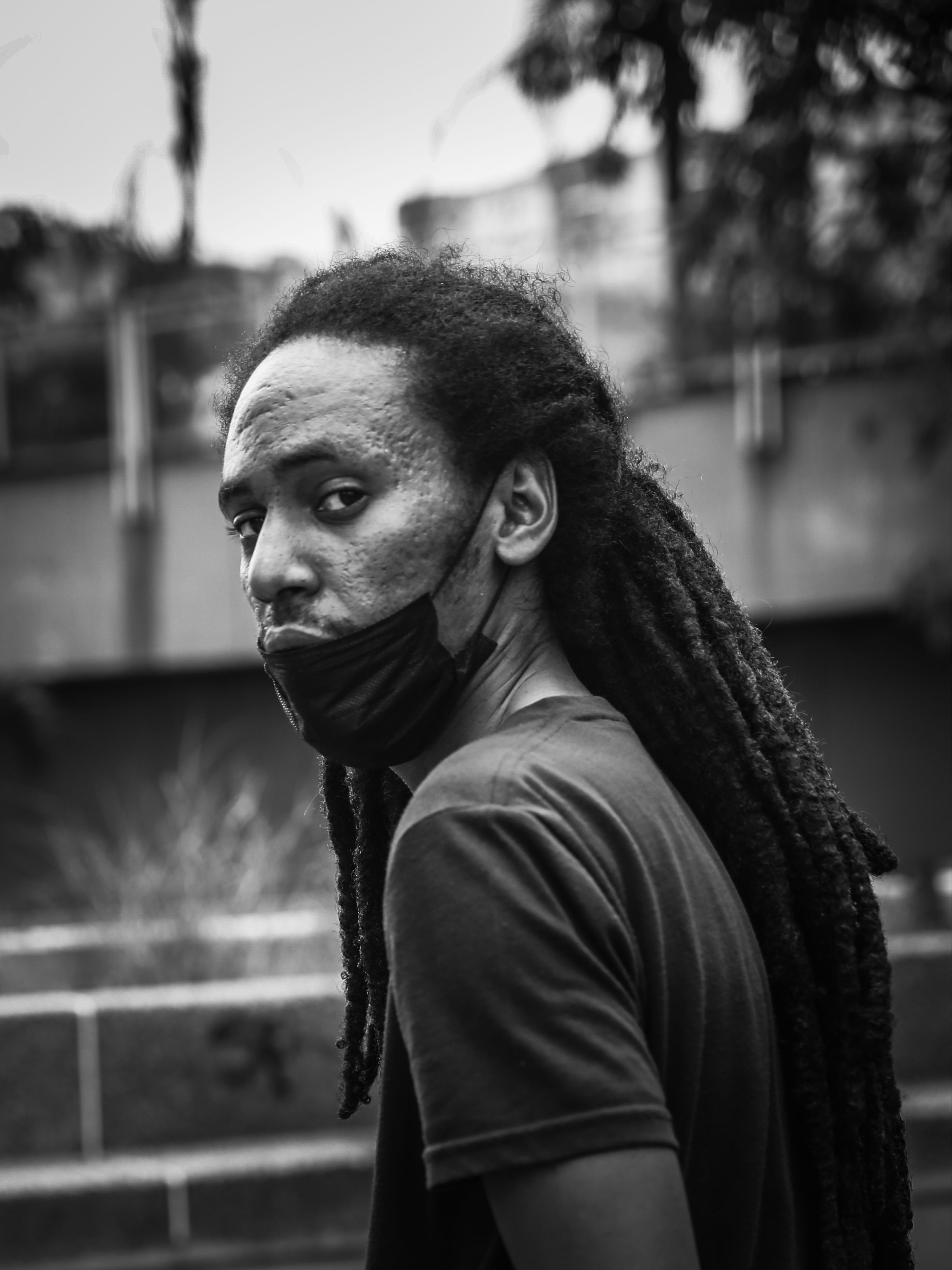 Black and White Portrait of Man with Dreadlocks · Free Stock Photo