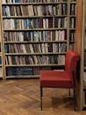 Cozy Library Corner with Red Chair
