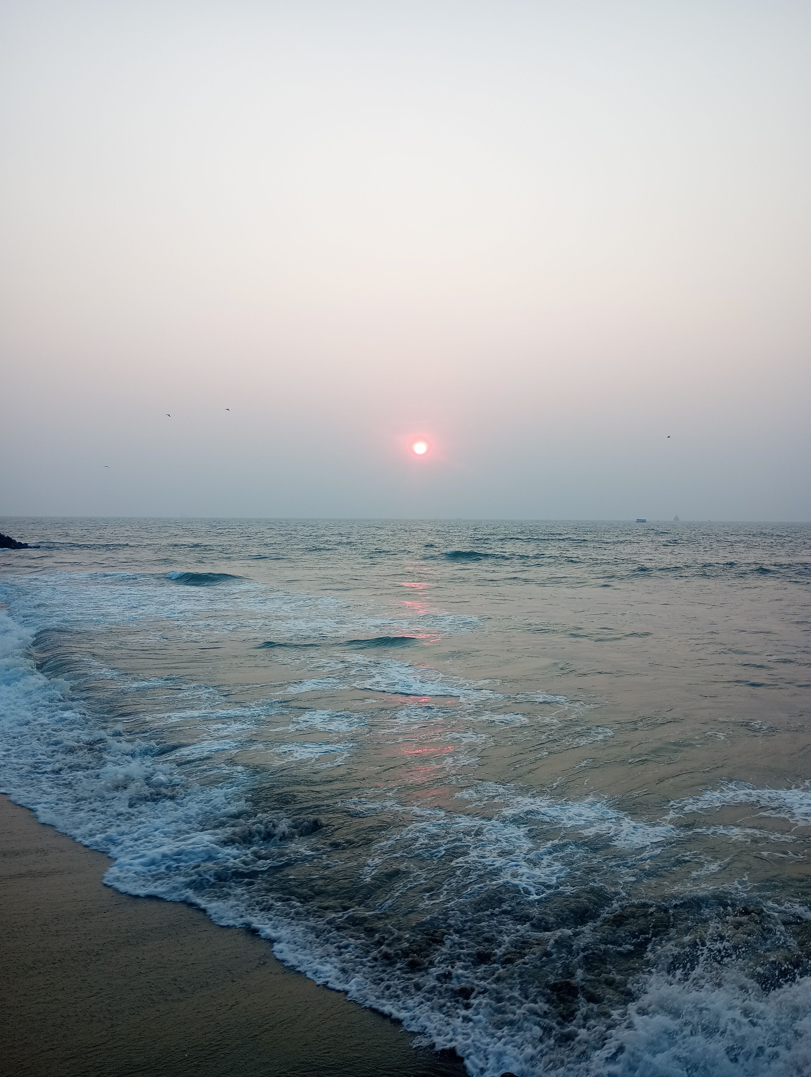 Serene Coastal Sunset Over Calm Ocean Waves · Free Stock Photo