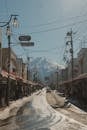 Scenic Street View of Mount Fuji in Winter
