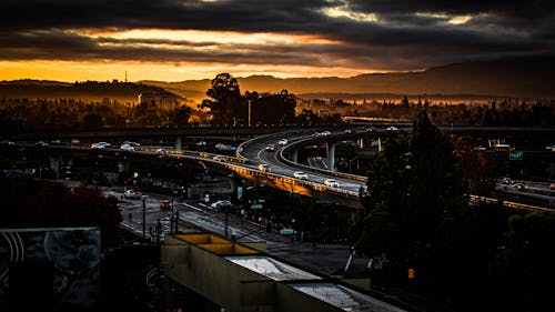 Free stock photo of beams of light, cloudy, freeway