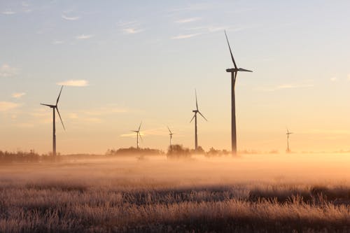 Foto Van Windmolens Tijdens Dageraad