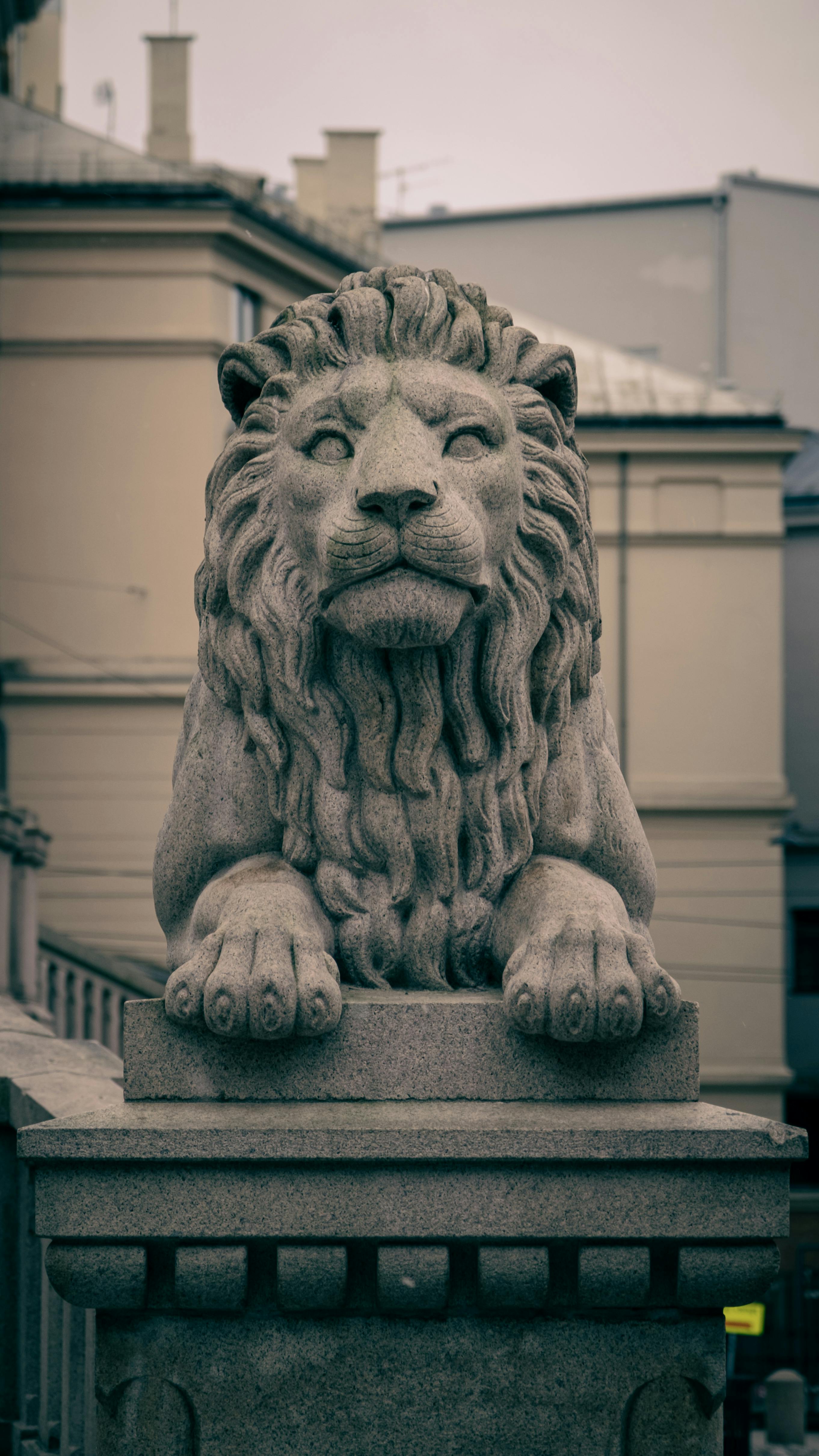 Gratis Estatua de león de piedra detallada en el paisaje urbano de Suecia. Foto de stock