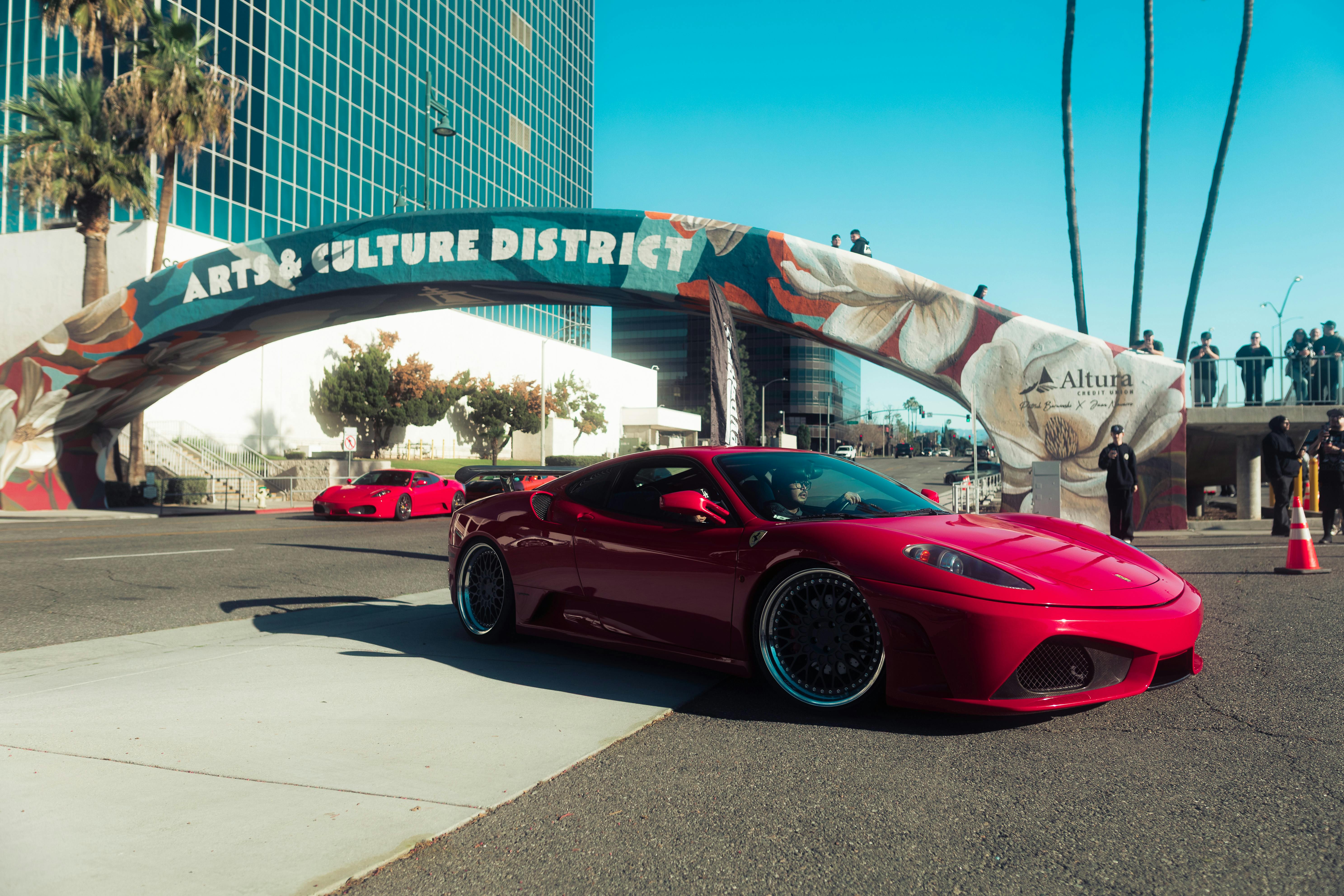 Students arriving in style to prom in a luxury exotic car in Los Angeles
