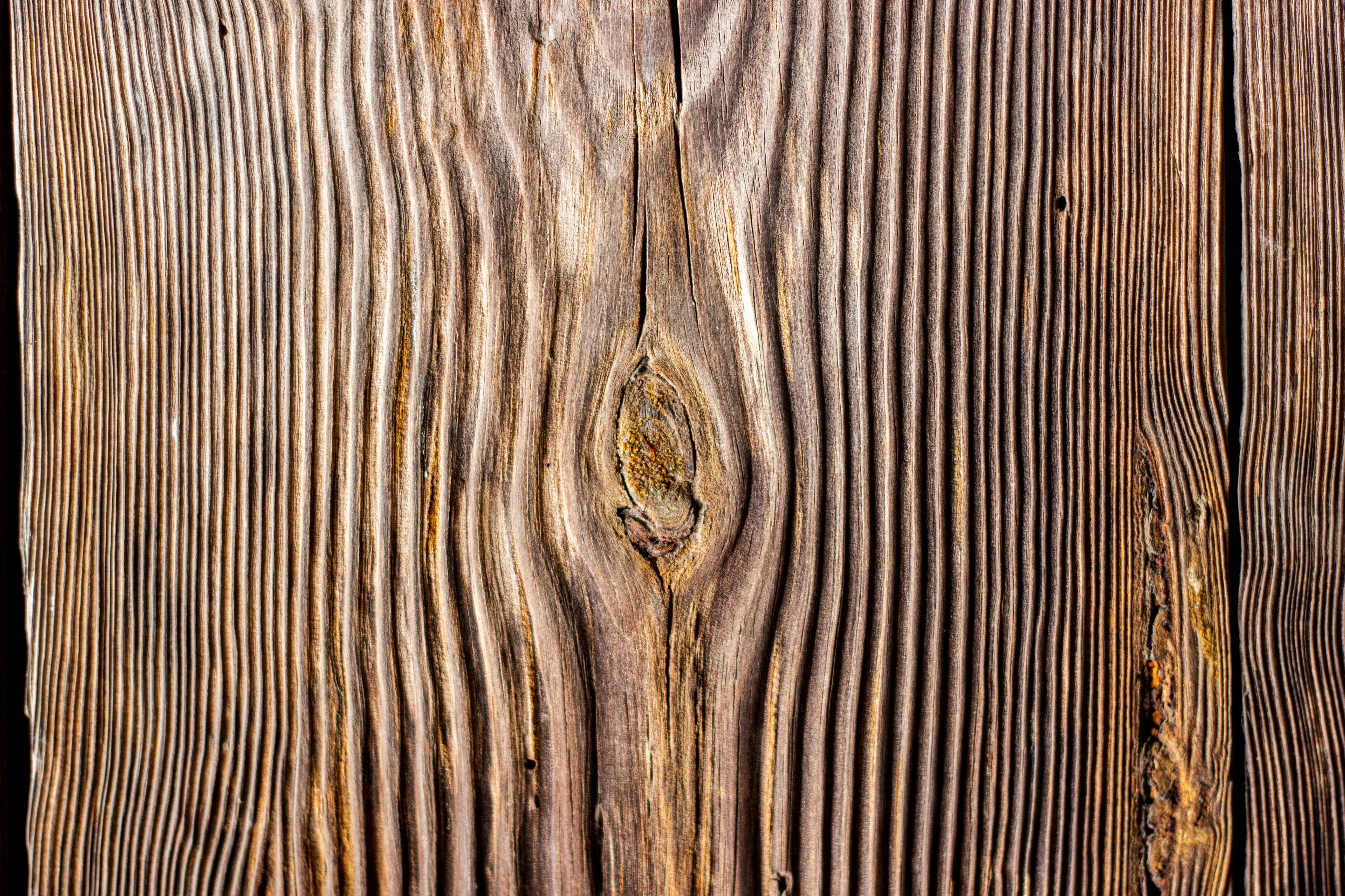 Free Detailed view of wooden texture showing natural grain patterns and rich brown hues. Stock Photo