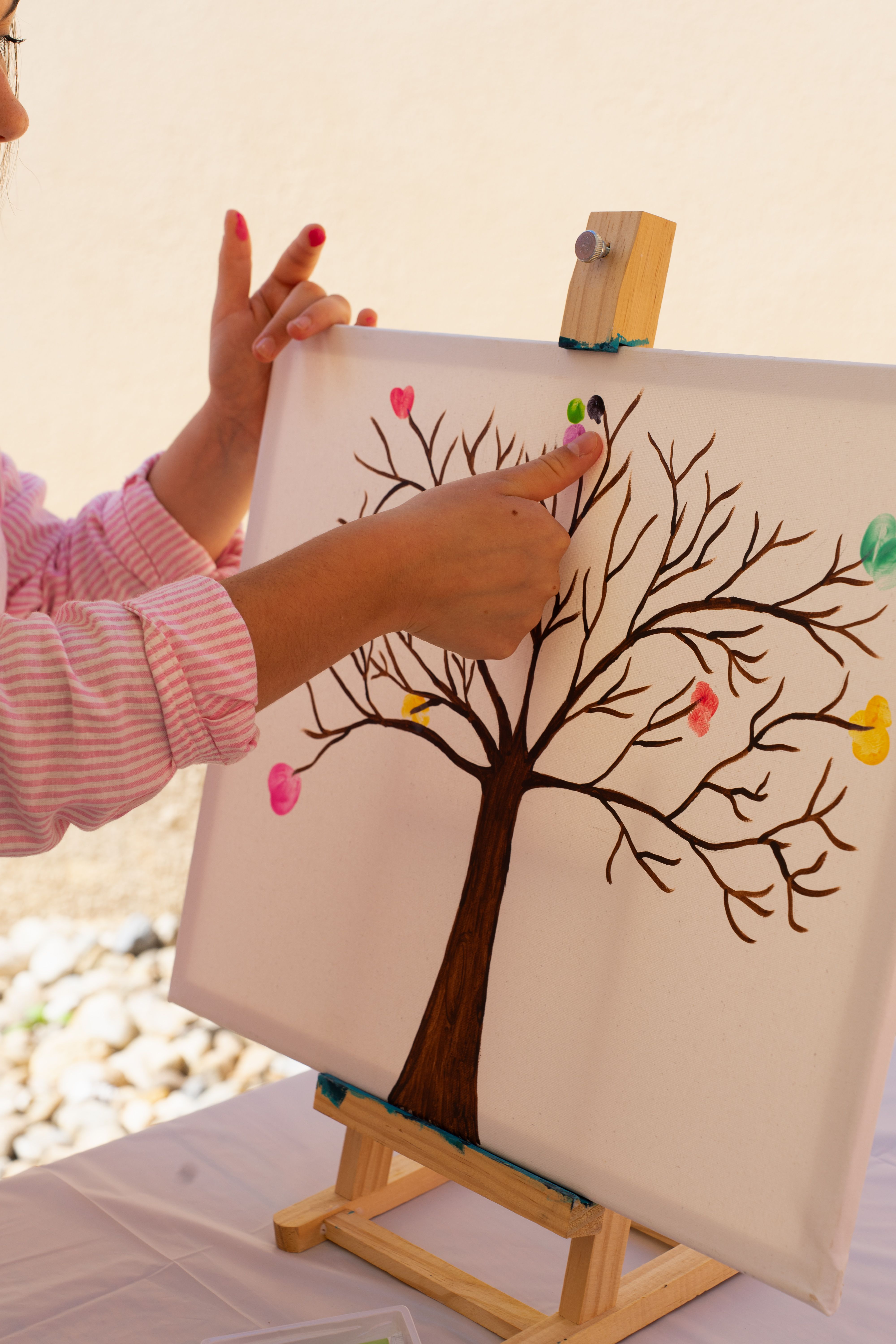 Child Finger Painting a Tree Art Outdoors · Free Stock Photo