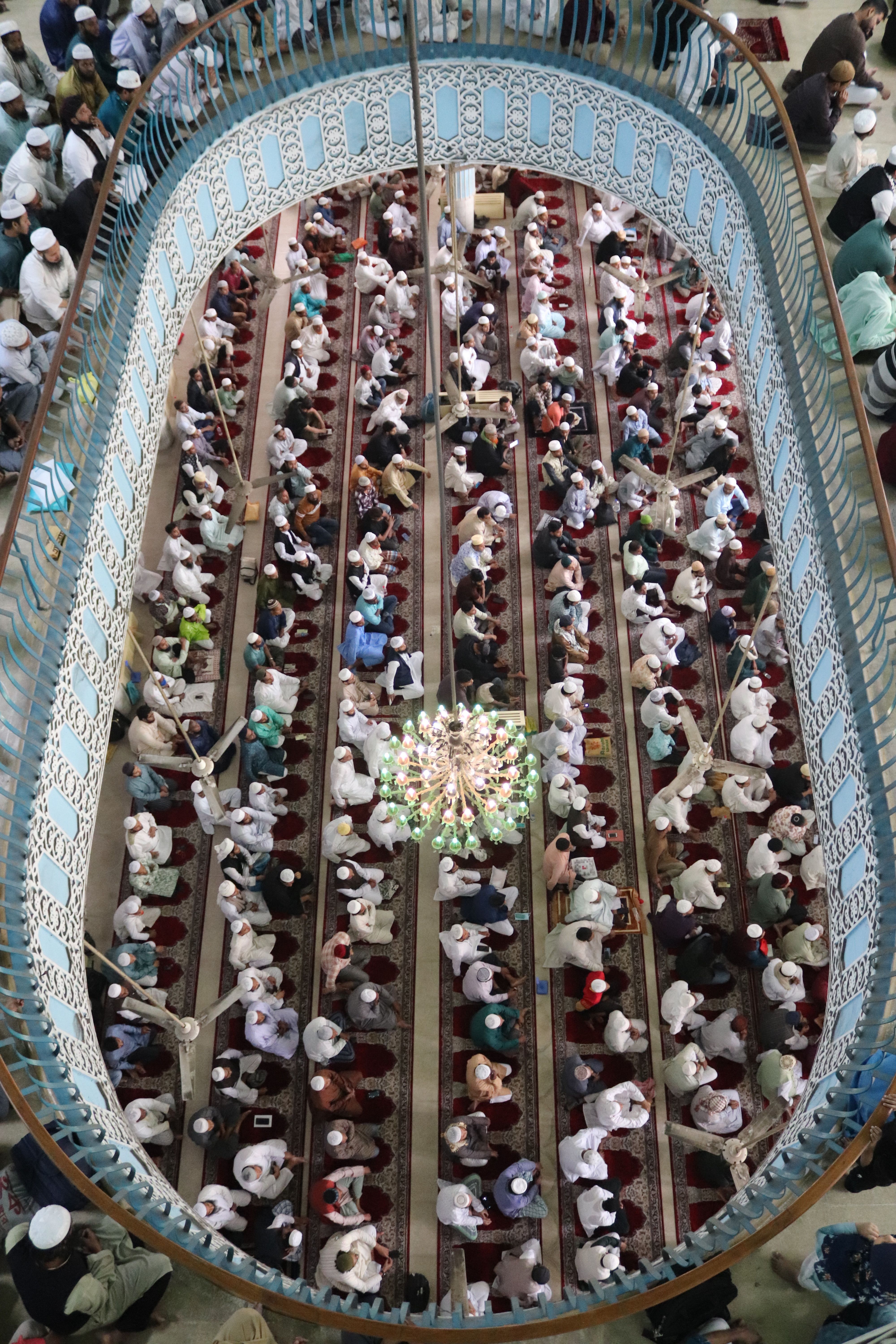 Aerial View of Congregation Praying in Mosque · Free Stock Photo