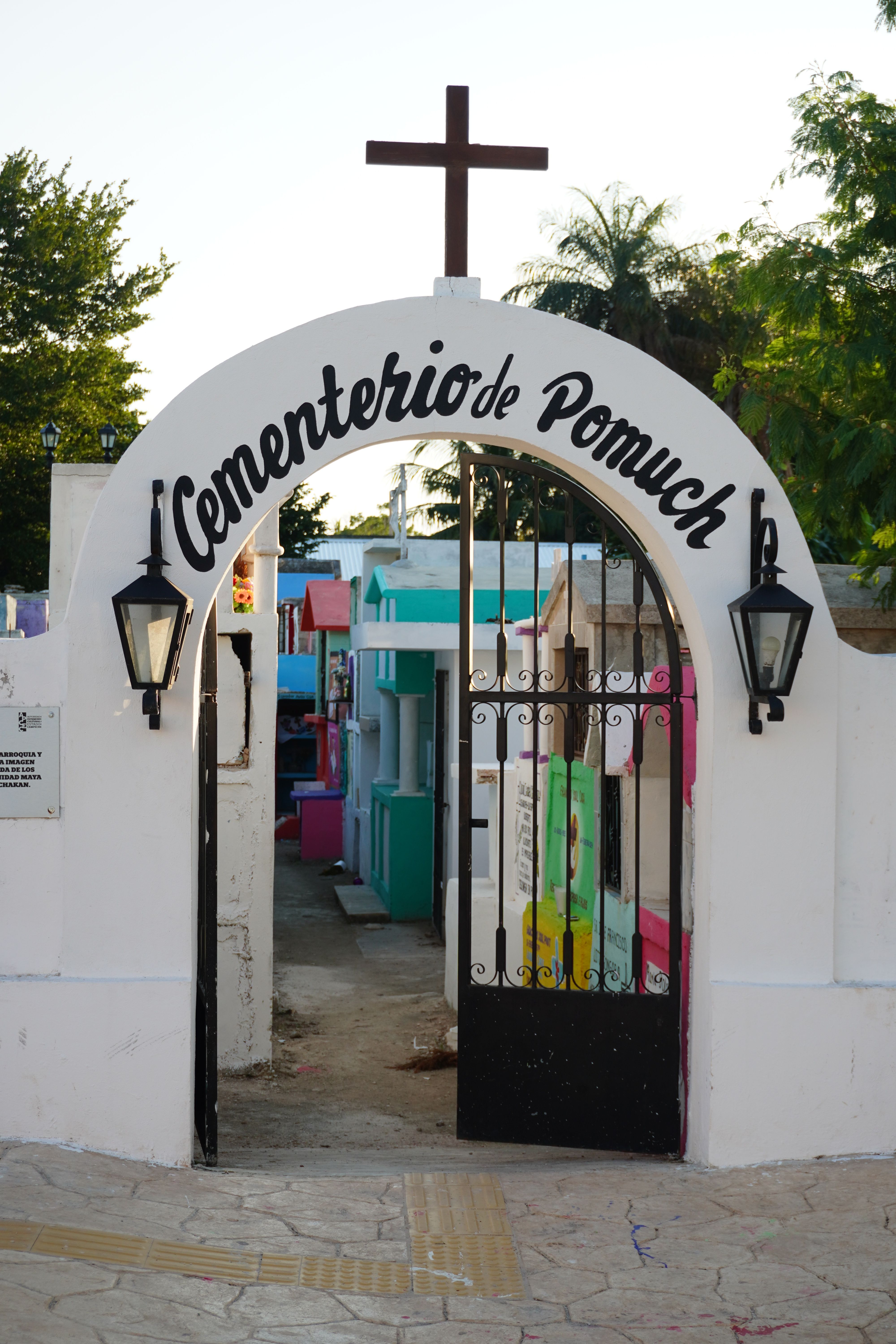 Pomuch cemetery entrance in Campeche