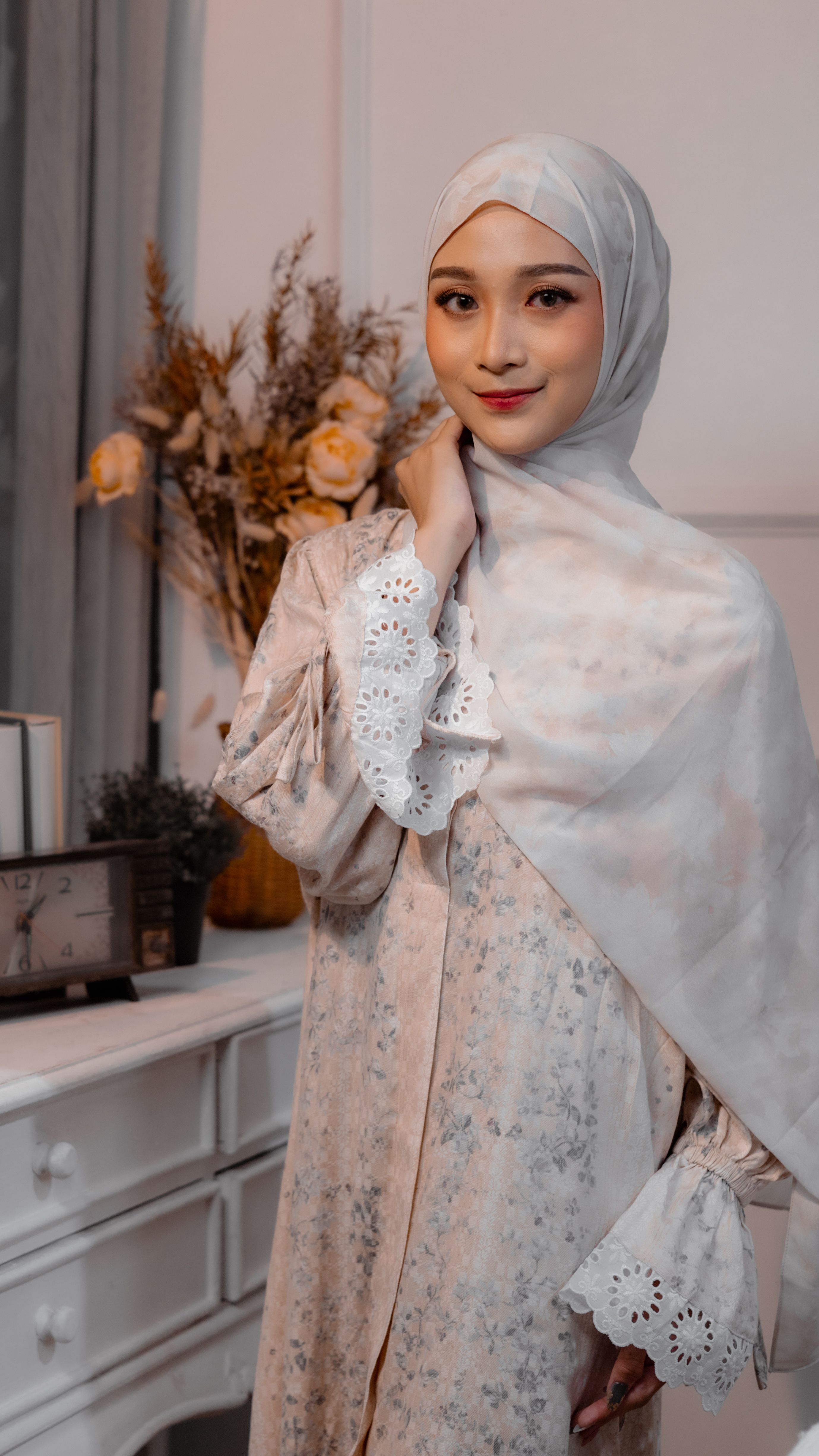 Portrait of Woman in Elegant Hijab with Lace Details · Free Stock Photo