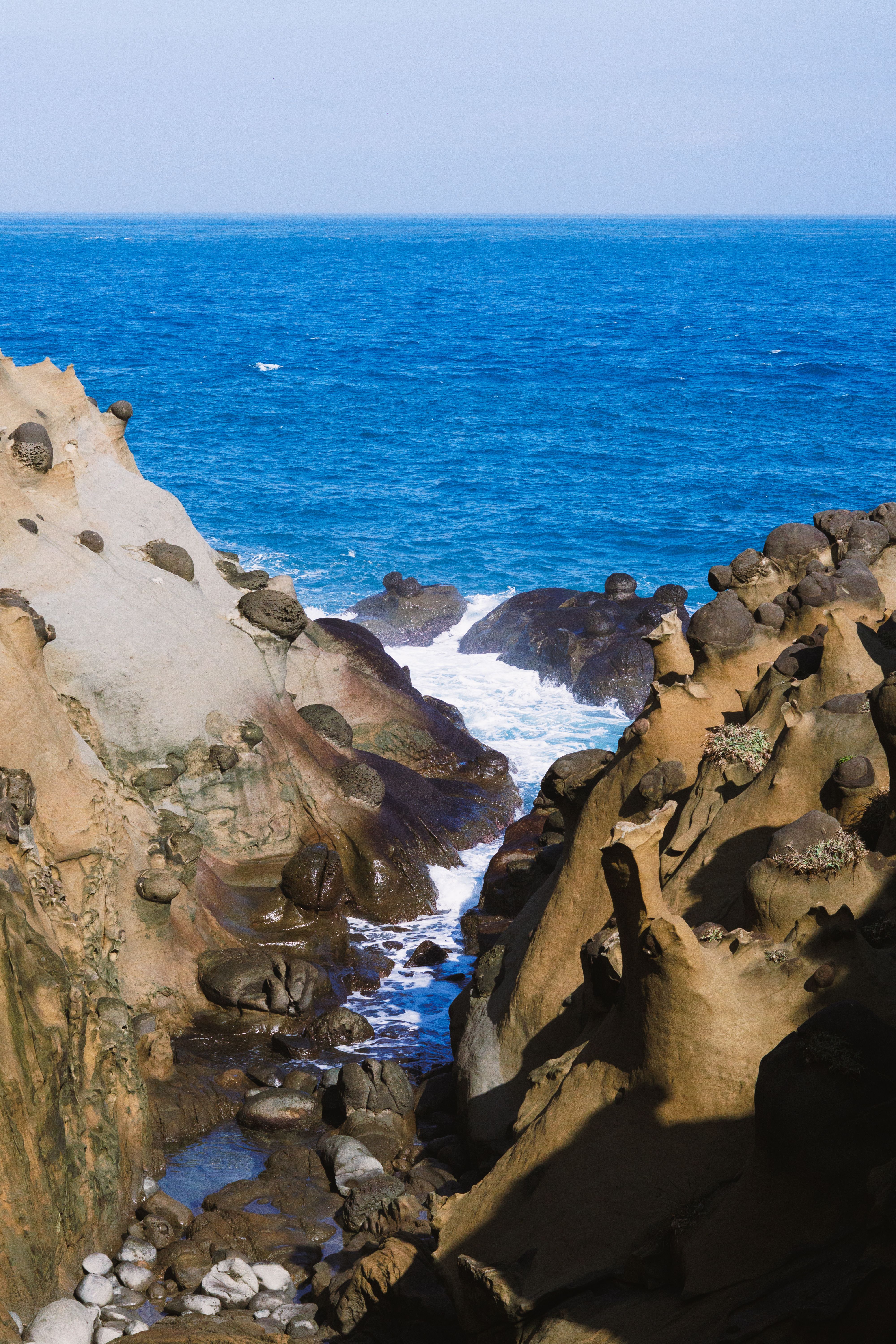 Unique Coastal Rock Formation by the Ocean · Free Stock Photo