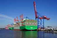 Container Ships Docked at Hamburg Port Terminal
