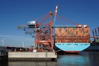 Massive Cargo Ship Docked at Hamburg Port