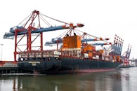 Container Ship at Hamburg Port in Germany